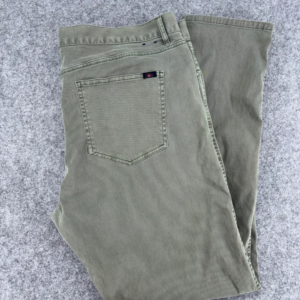 Faherty Brand Mens 42 Organic Cotton 5-Pocket Pants Olive Green Straight Leg